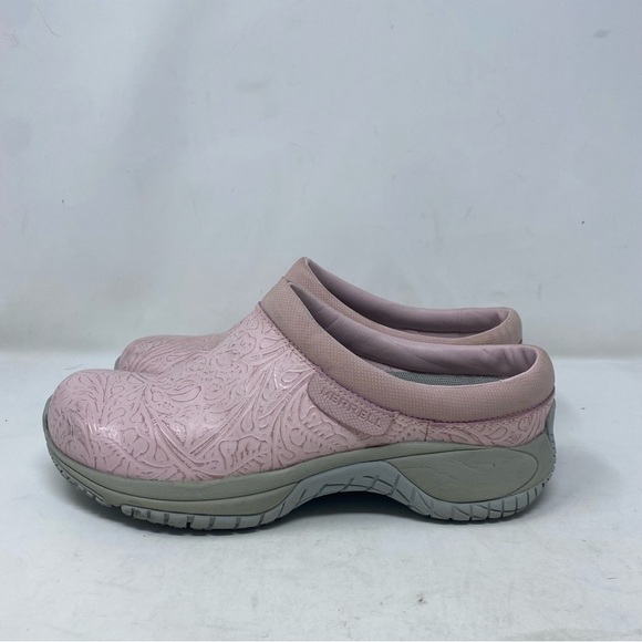 Merrell Women’s 7 Pink Embossed Encore Q2 Slip On Clogs - Picture 1 of 9